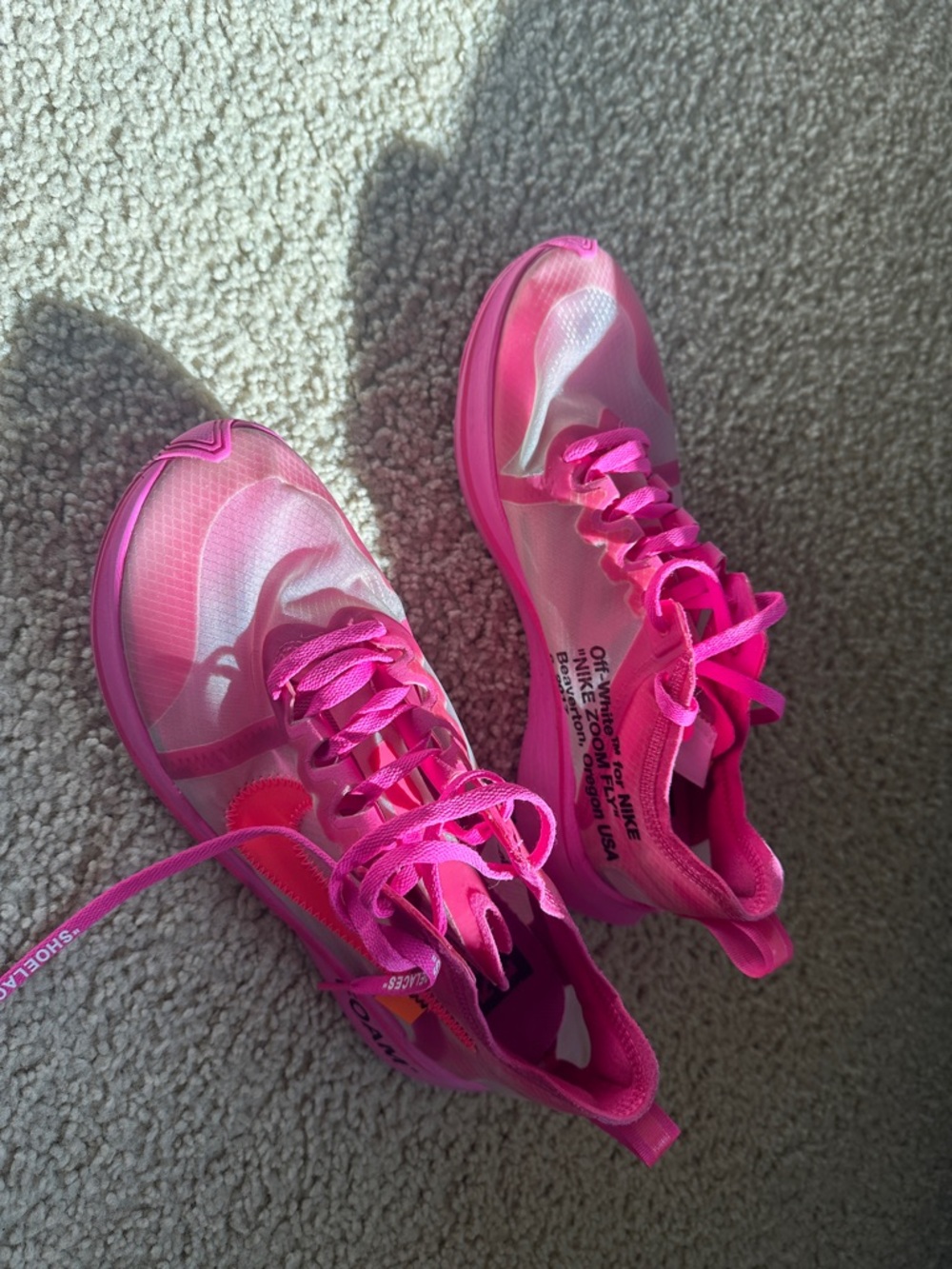 Off-white Nike Women's Bright Pink Athletic Running Sneakers - Picture 3 of 4